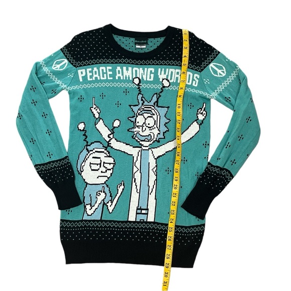 2017 Rick And Morty World Peace Ugly Holiday Sweater - Picture 3 of 12